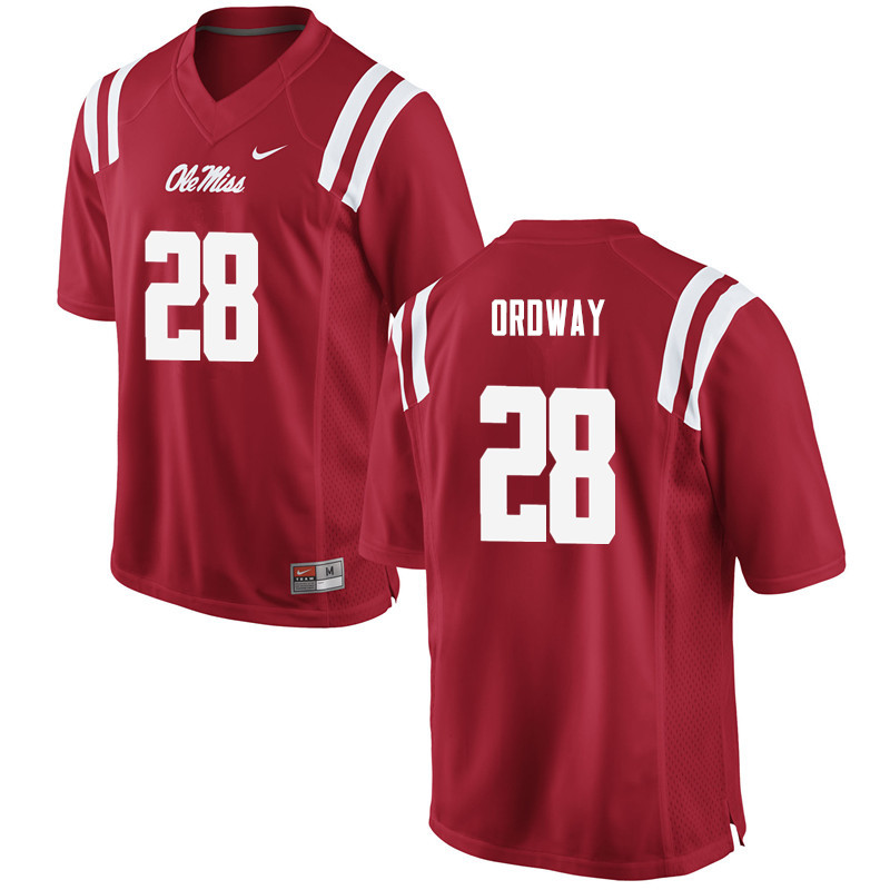 Ole Miss Rebels #28 Cam Ordway College Football Jerseys-Red